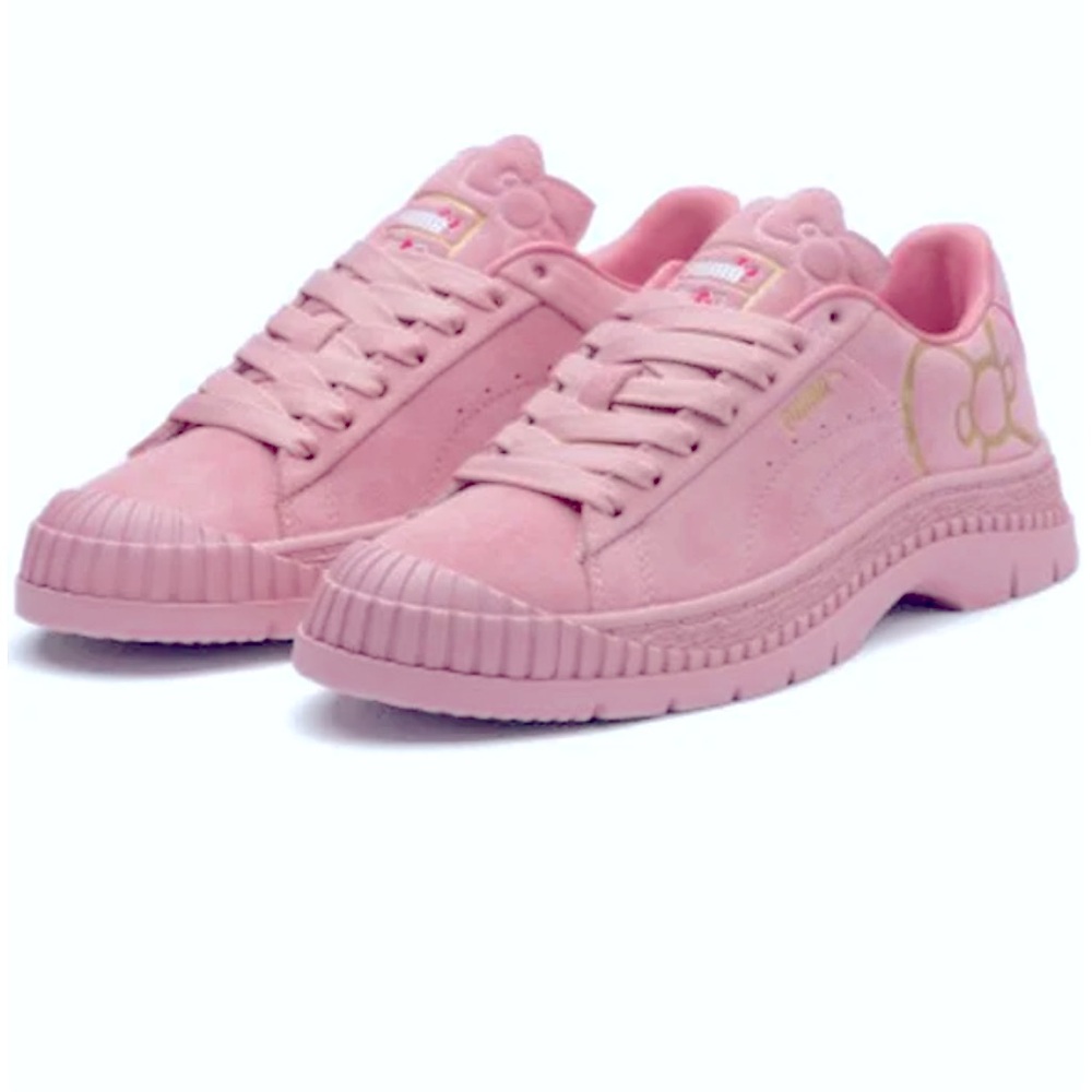 New in box hello kitty x puma pink suede sneakers